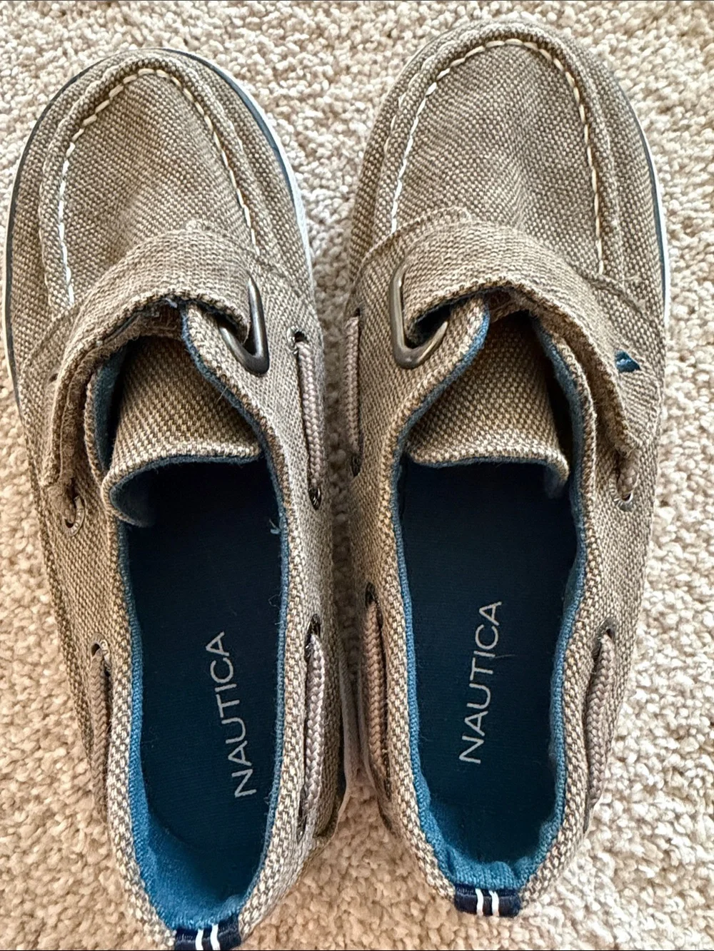 Nautica Kids Tan Canvas Moccasin Boat Shoes